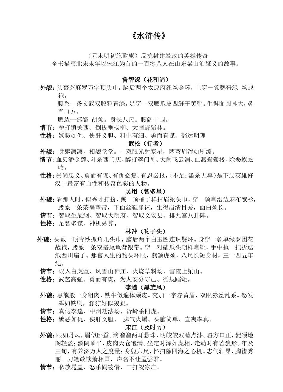 水浒传复习资料汇编_第1页