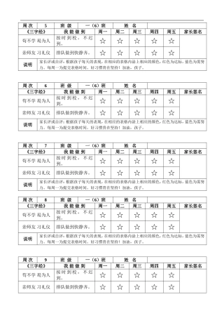 《三字经》日常行为规范表格