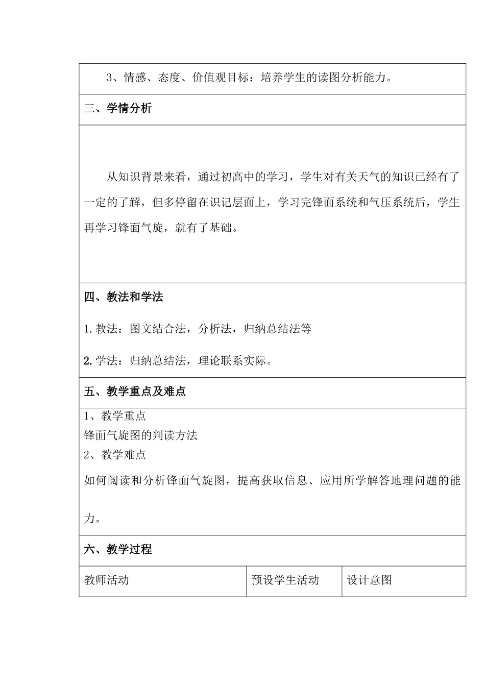 锋面气旋图的判读教学设计方案--常德桃花源一中--罗青云_第2页