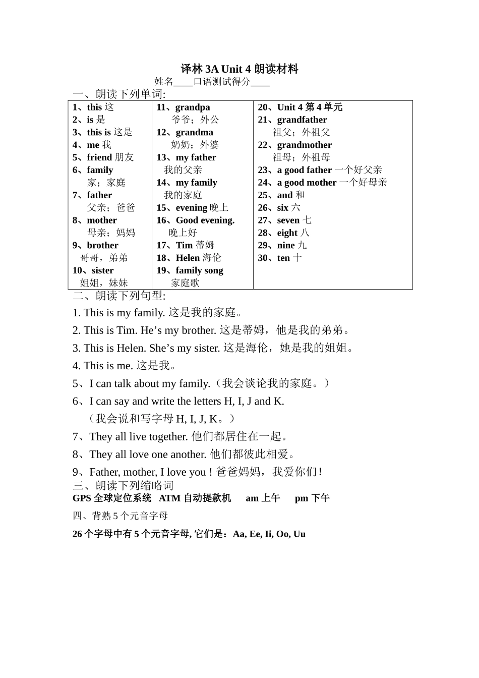 译林3A-U4朗读材料[1]_第1页