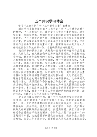五个共识学习体会