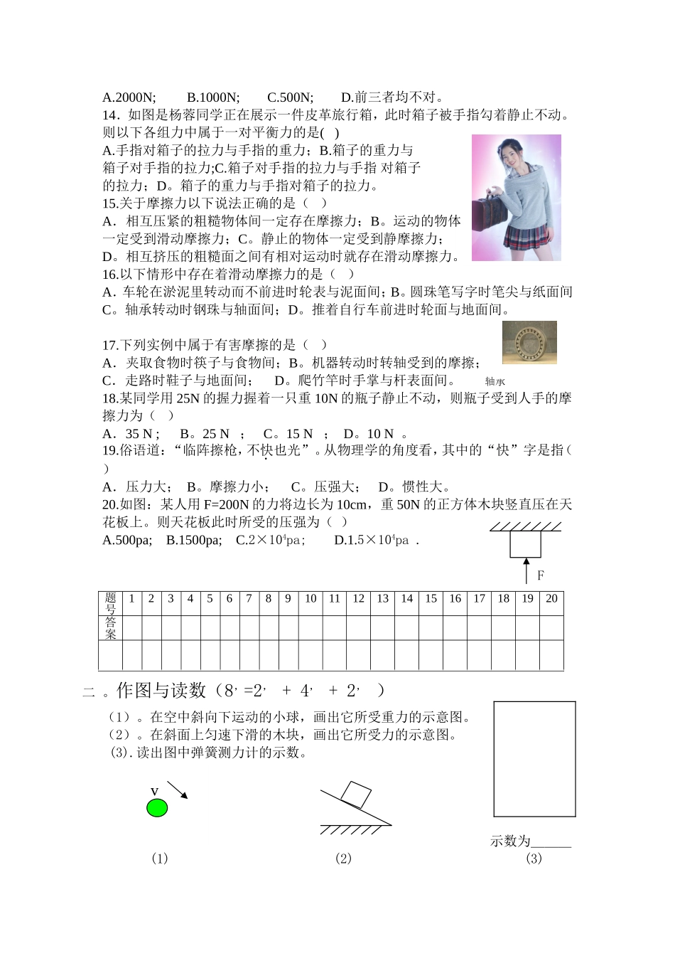 八年级下学期物理第一次月考试卷_第2页
