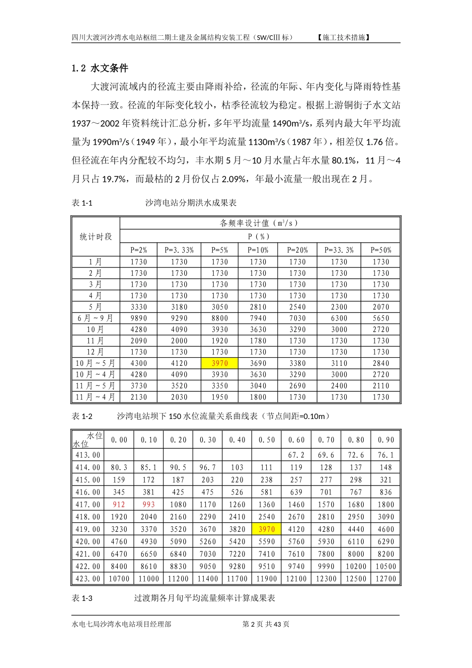 沙湾电站二期导流及截流工程专项施工组织设计(精简修改)_第2页