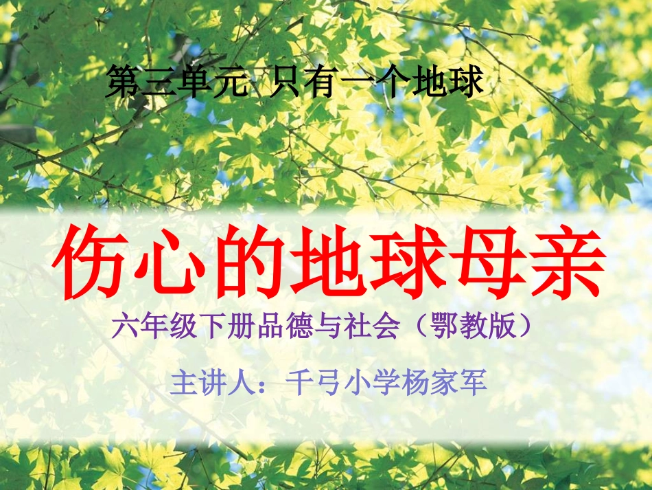六年级品德与社会下册_伤心的地球母亲5课件_鄂教版_第1页
