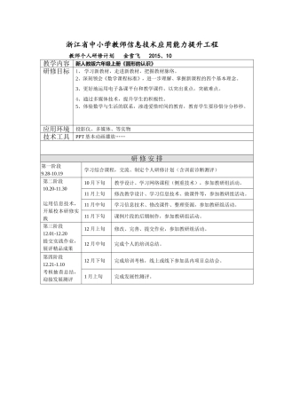 金雪飞个人研修计划