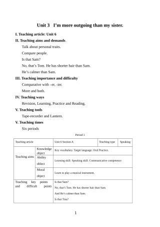 2013年人教版新目标英语八年级上册unit3教案