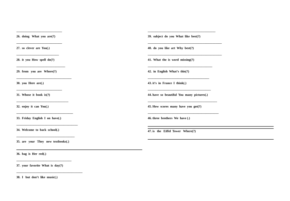 5年级上册连词成句专项练习_第2页