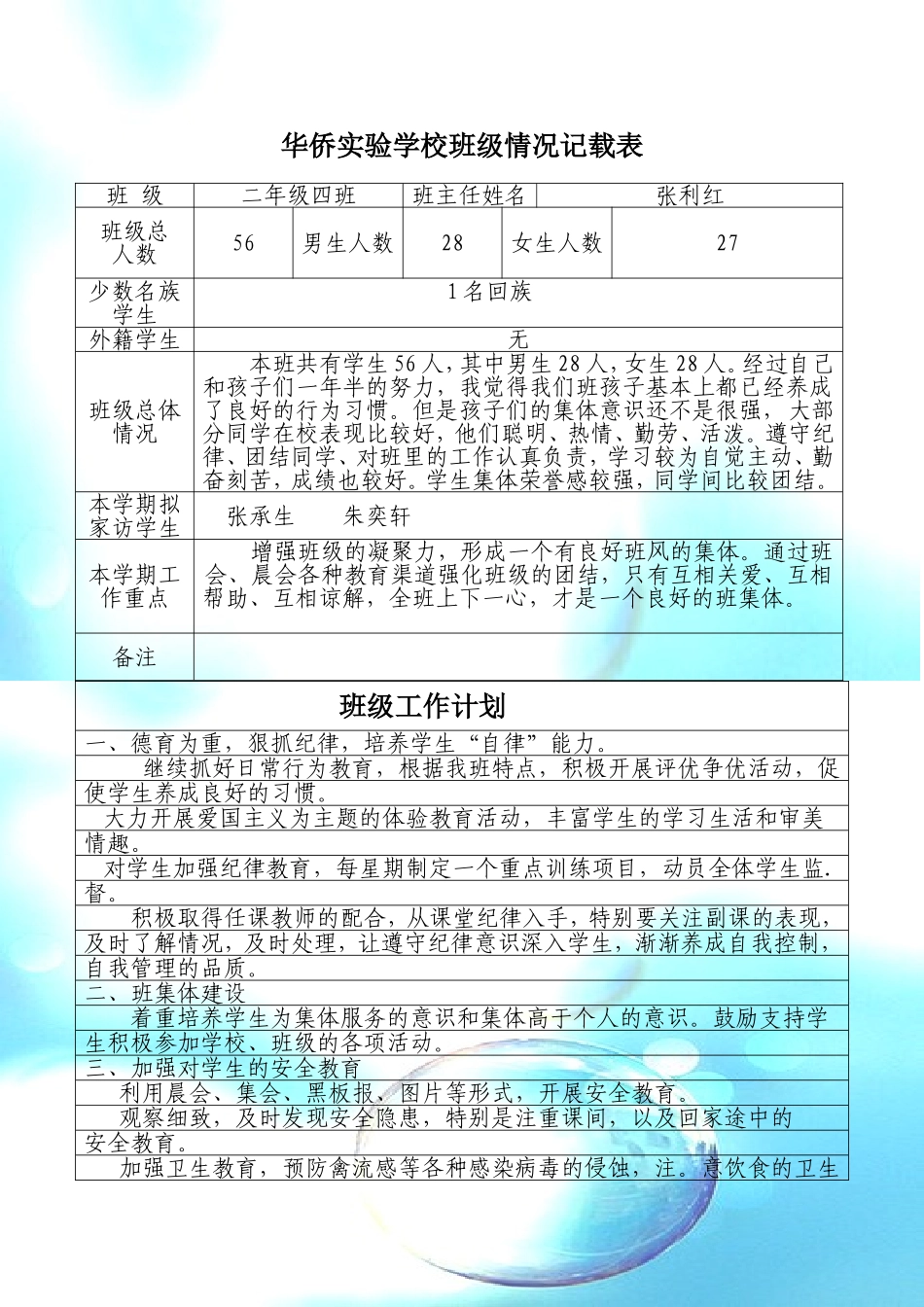 二四班级主任记载表_第1页