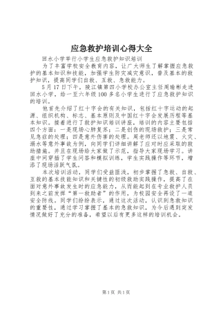 应急救护培训心得大全