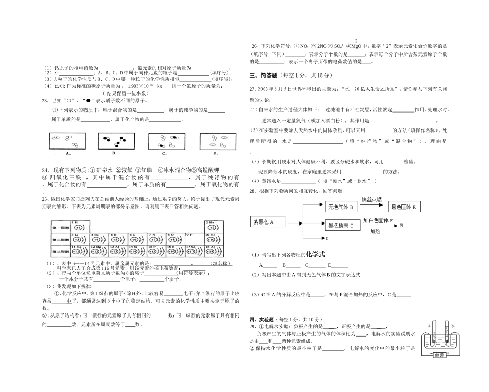 九年级化学第四单元教学质量检测（宋瑛）_第2页