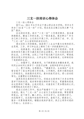 三支一扶培训心得体会_2
