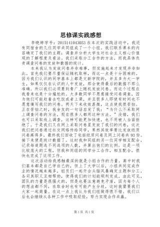 思修课实践感想