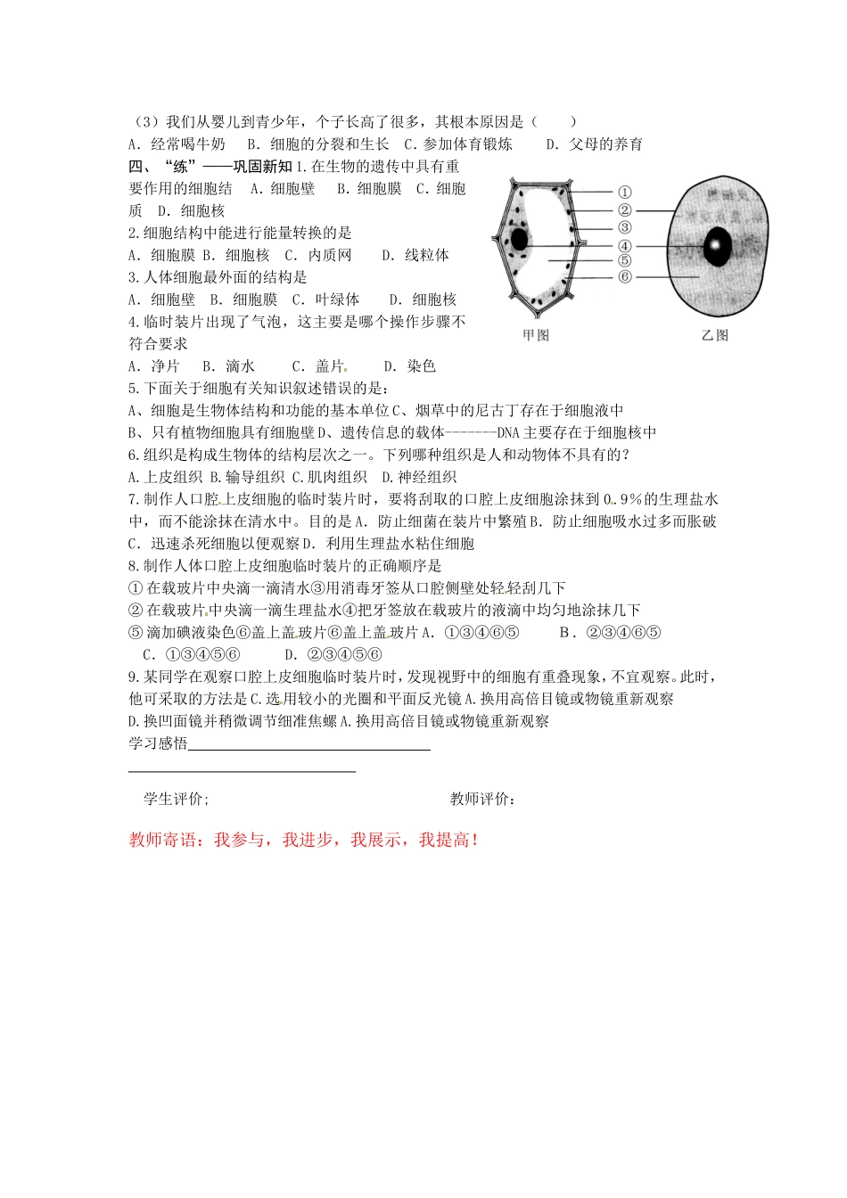 七年级生物高效课堂导学案_第2页