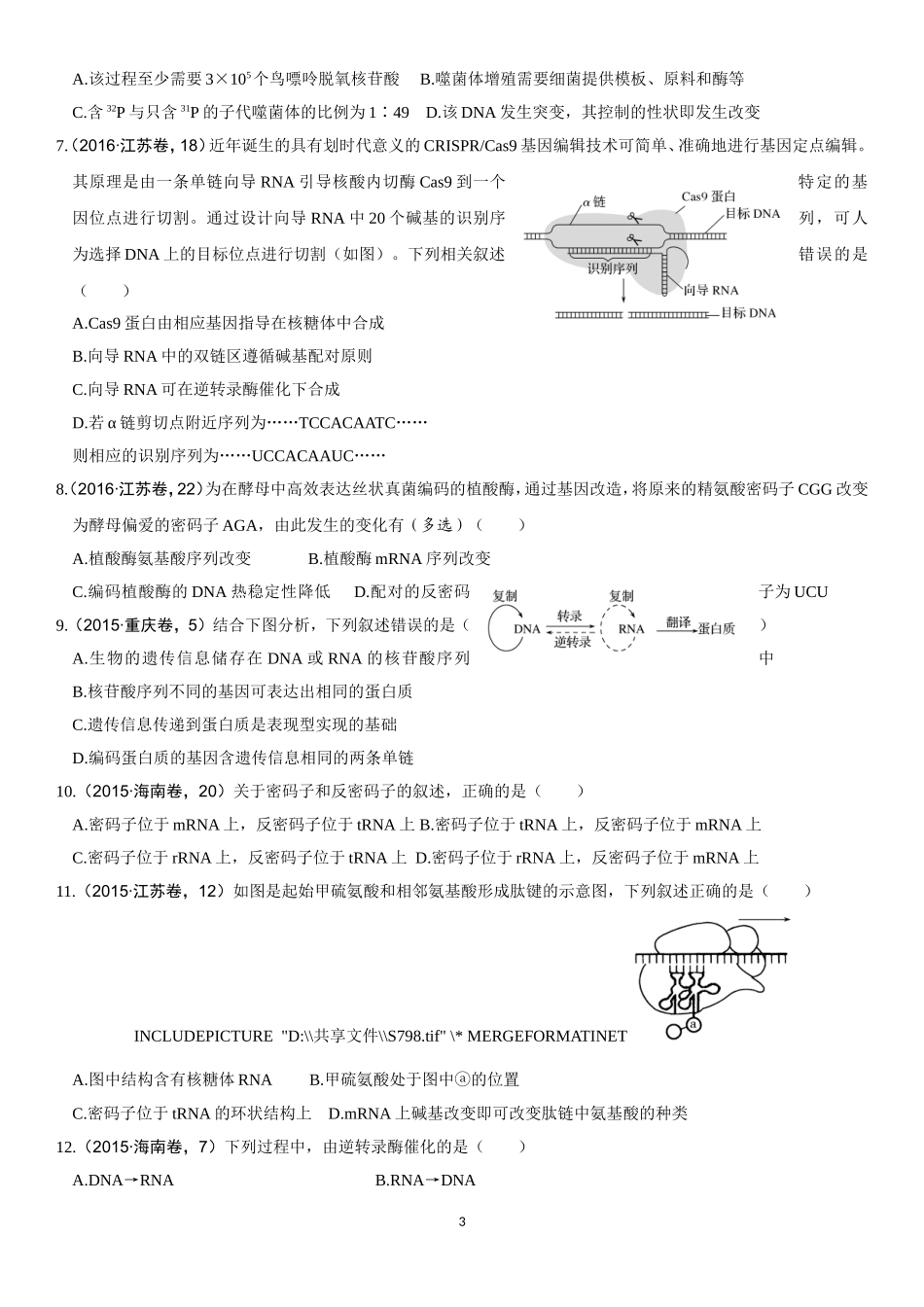 5高考题：遗传的分子基础_第3页