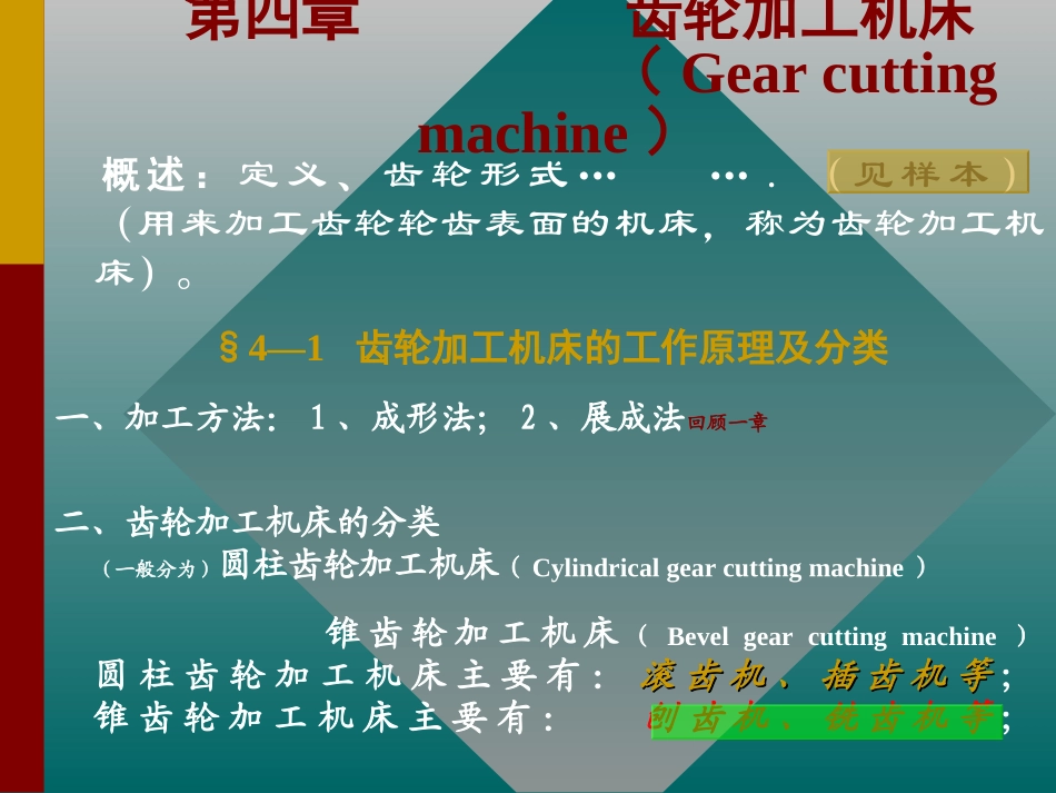 第四章 齿轮加工机床的方法原理结构_第1页