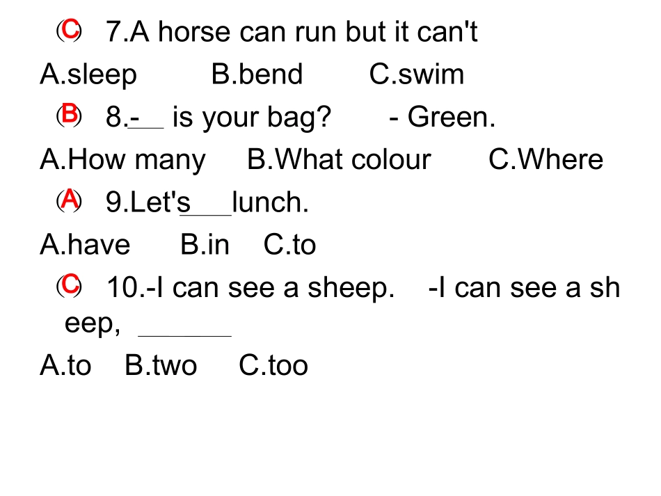 小学四年级英语科普版上学期-期中卷_第3页