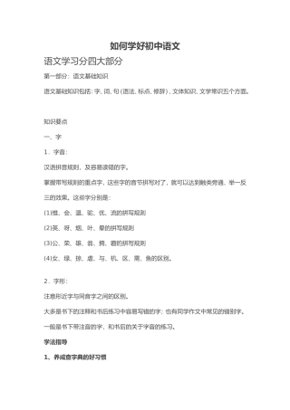 如何学好初中语文