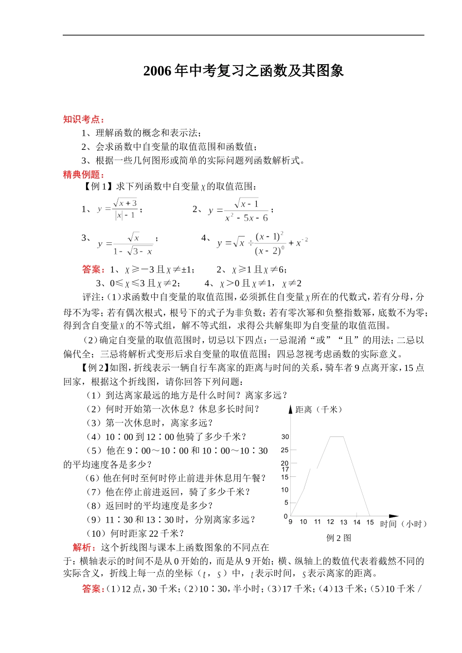 302-2006年中考复习之函数及其图象_第1页