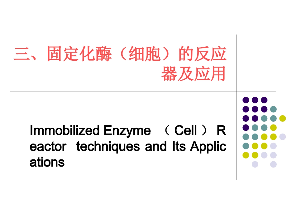 第七讲 固定化酶反应器_第1页