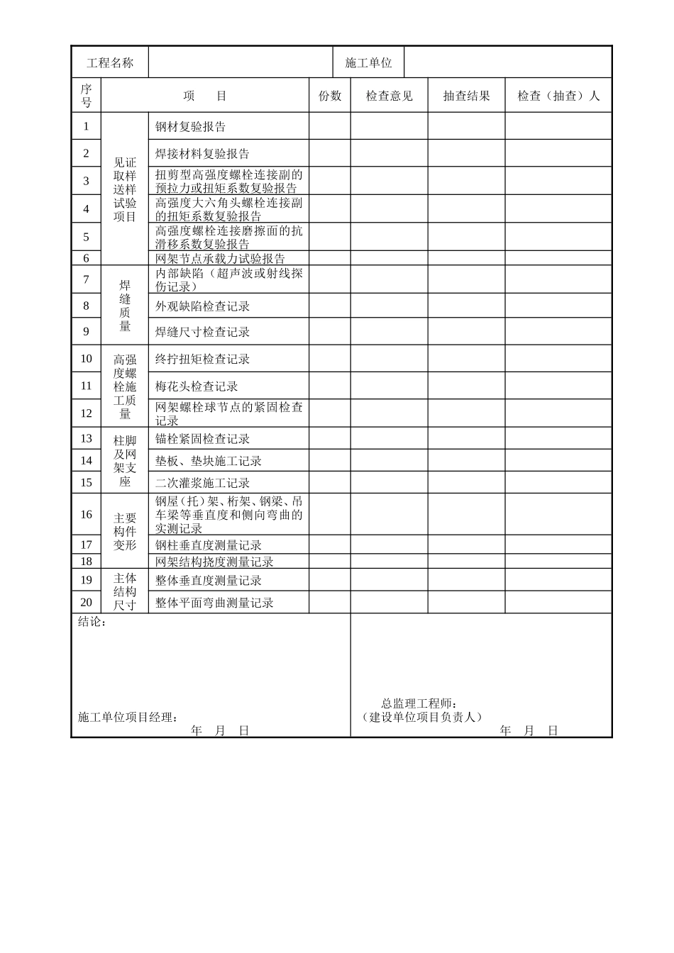 钢结构施工全套内业表格_第3页