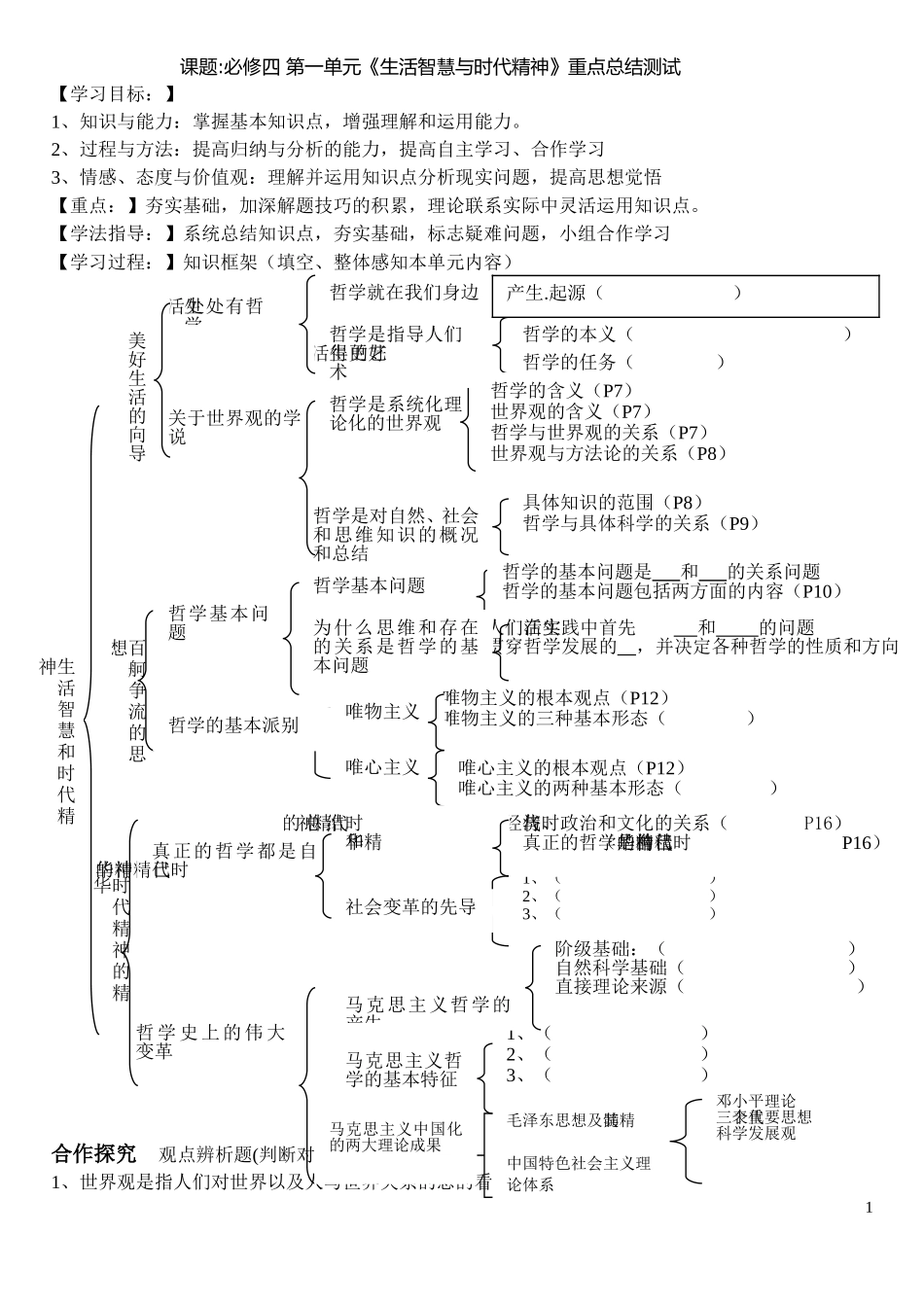 哲学第一单元复习学案_第1页
