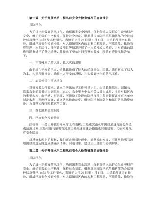 水利工程汛前安全大检查情况自查报告