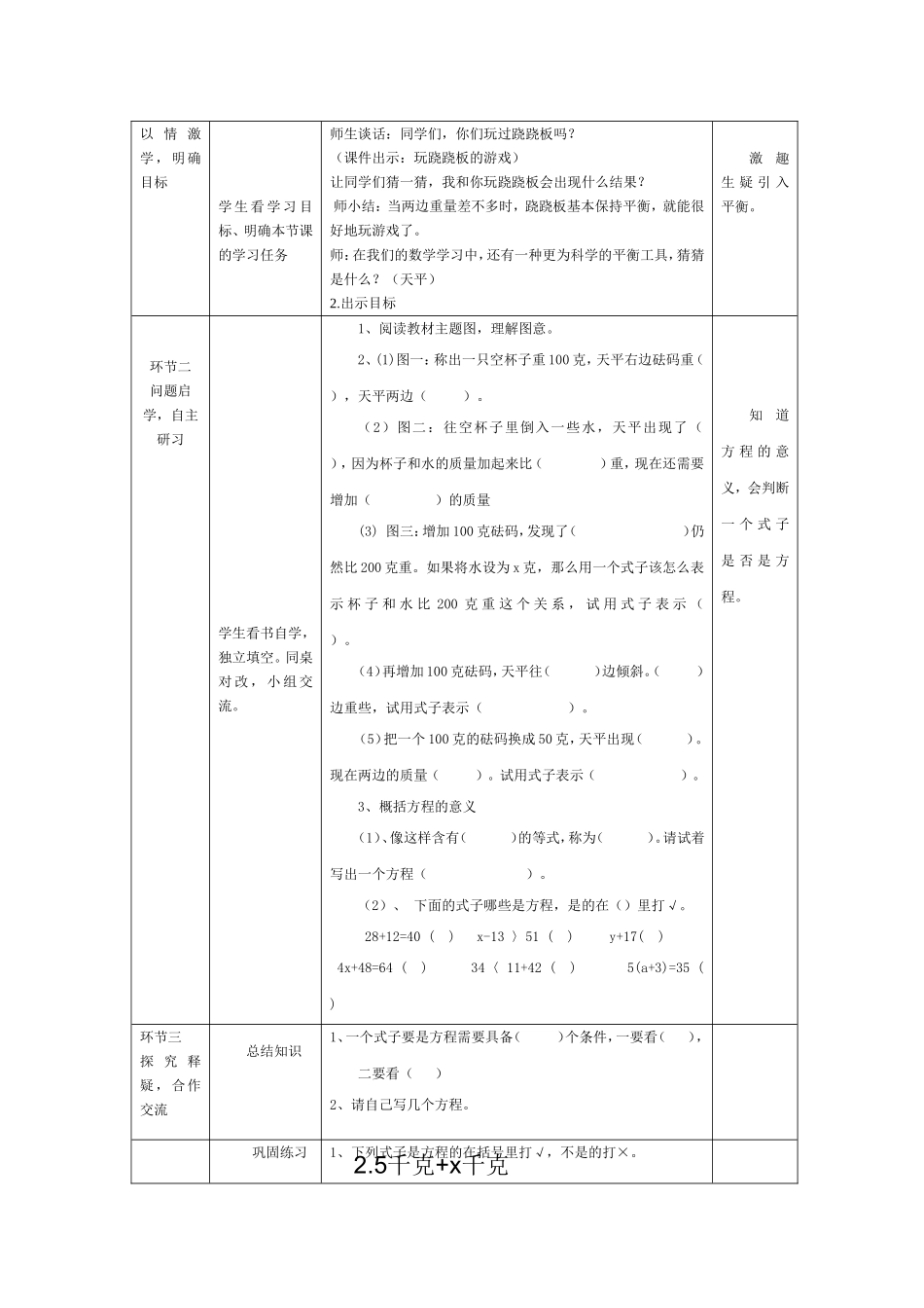 《方程的意义》教学设计_第2页
