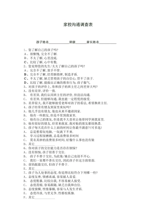 学校家长沟通问卷