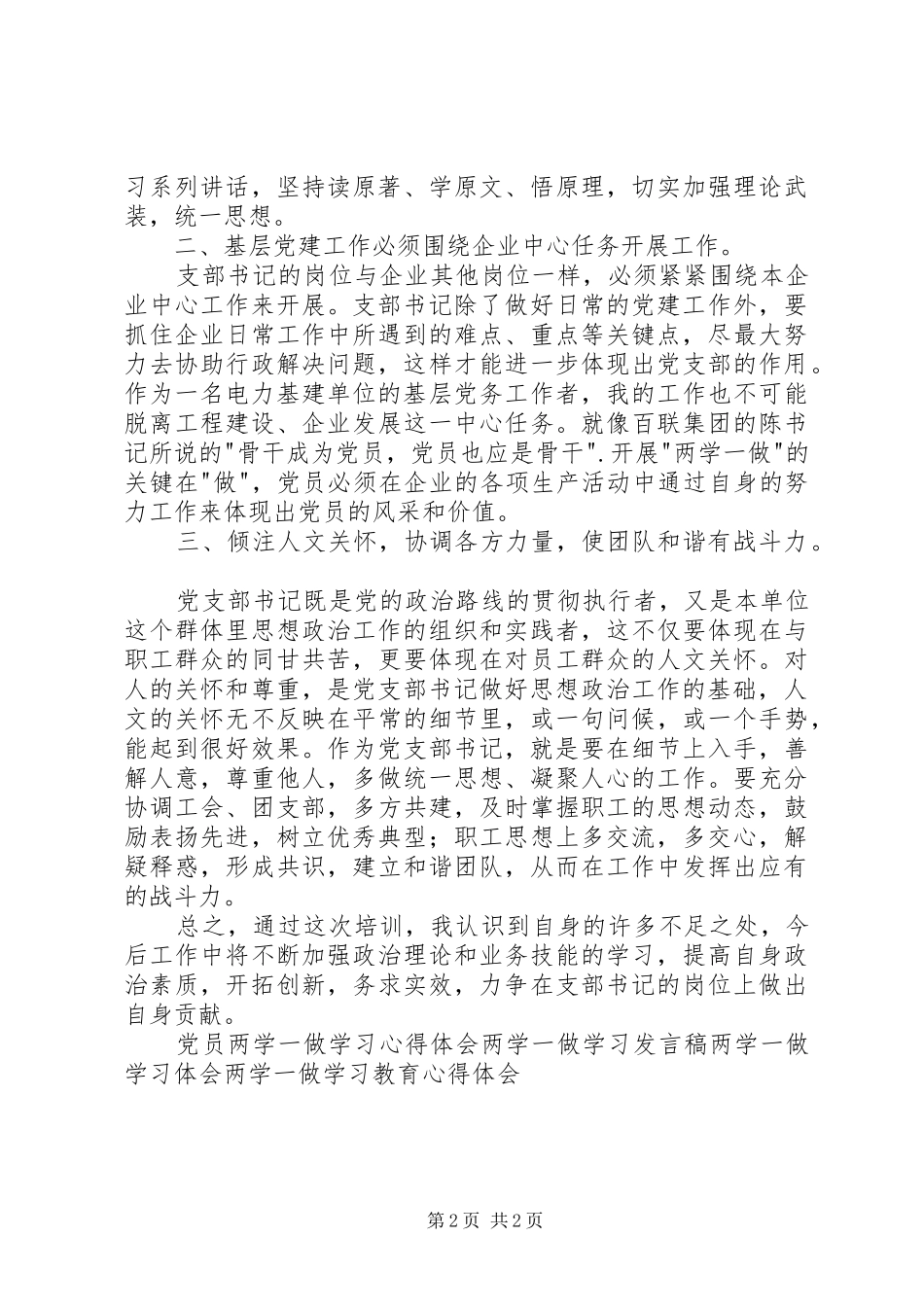 支部书记两学一做学习体会_第2页