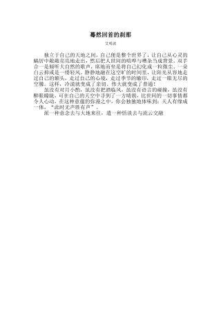 蓦然回首的刹那