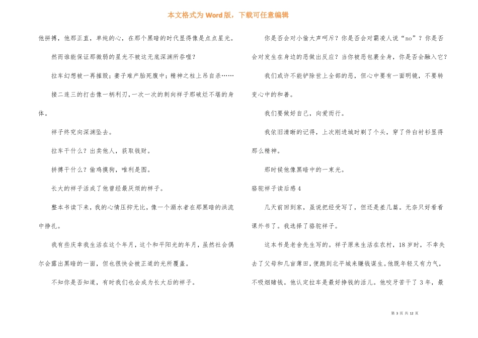 骆驼祥子读后感15篇_第3页
