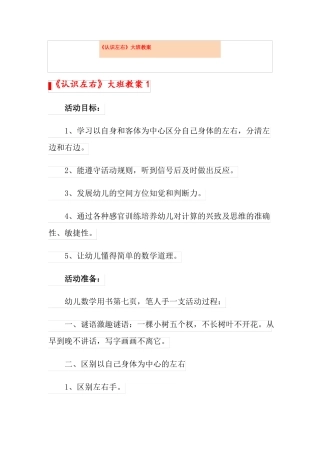 模板认识左右大班教案