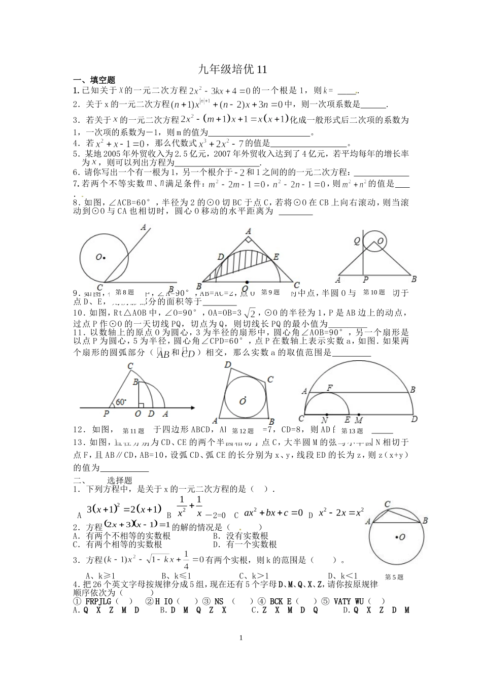 九年级上培优试卷11_第1页