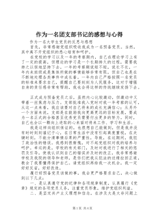 作为一名团支部书记的感想与心得