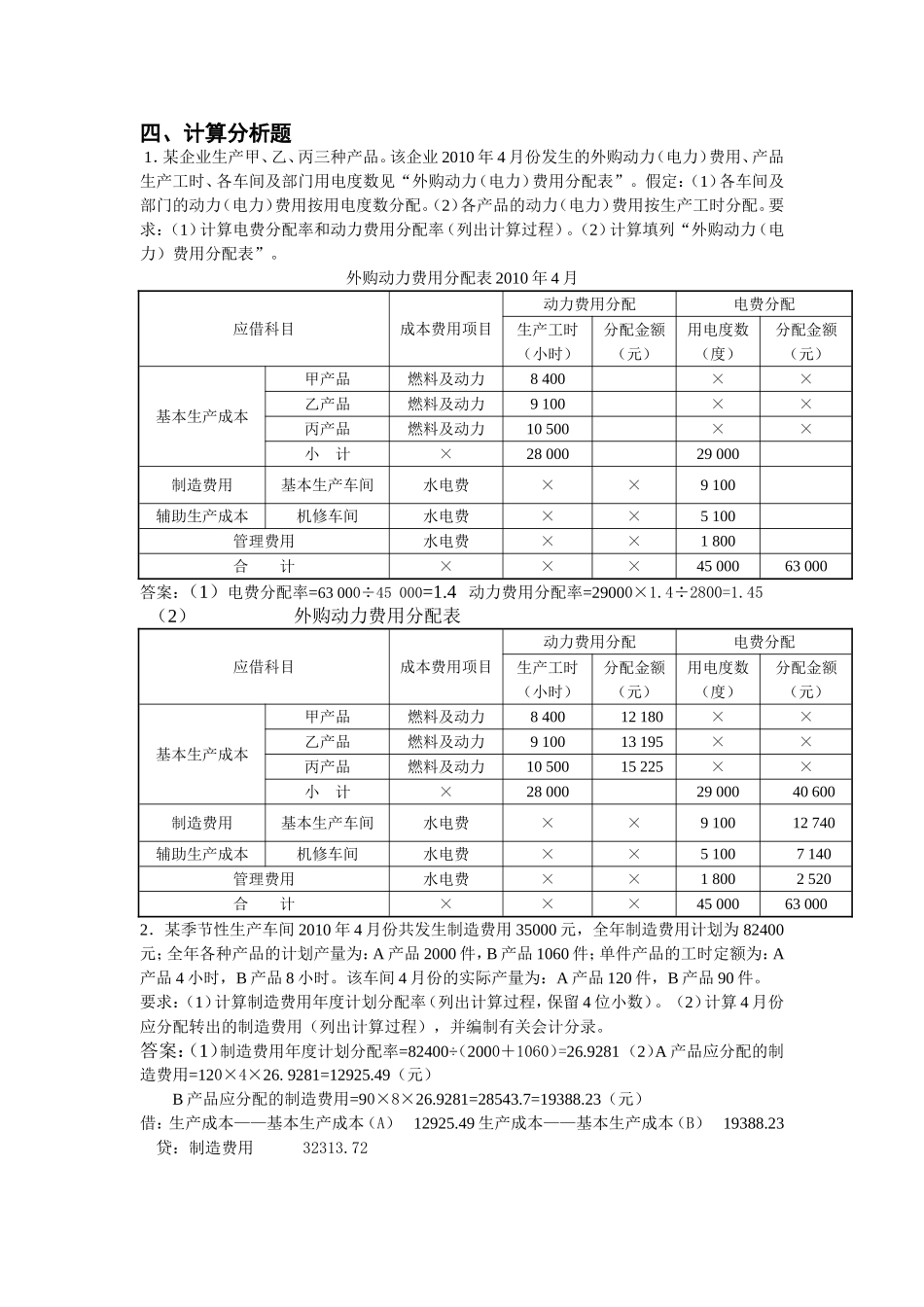 成本期末考试简答计算题_第1页