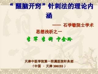 醒脑开窍针刺法的理论内涵