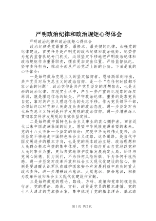 严明政治纪律和政治规矩心得体会