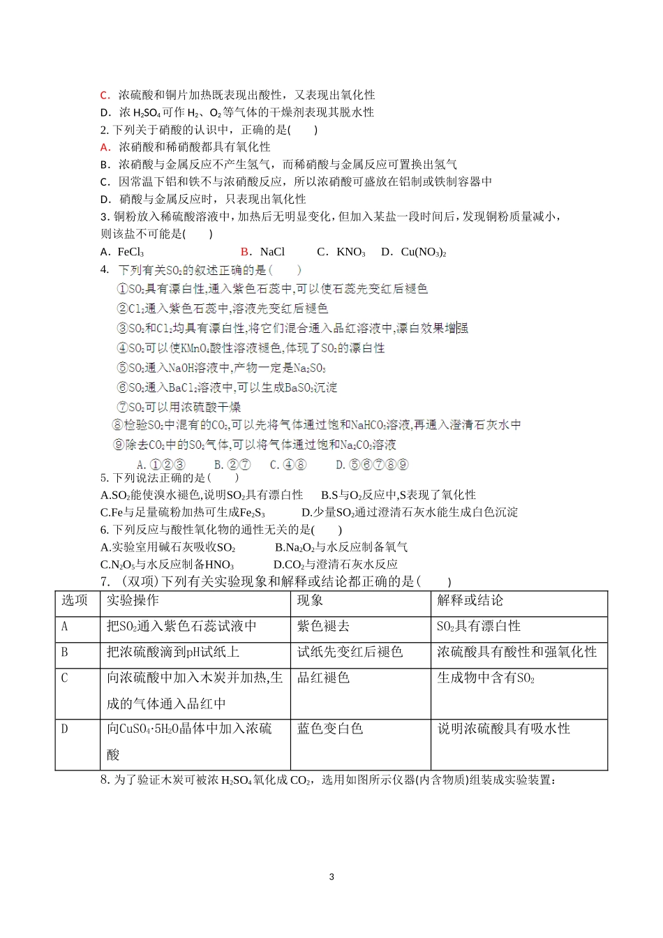专题四《硫、氮和可持续发展》_第3页