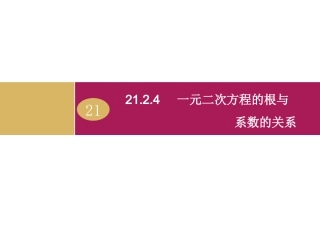 一元二次方程的根与系数的关系.2.4一元二次方程的根与系数的关系-(3)