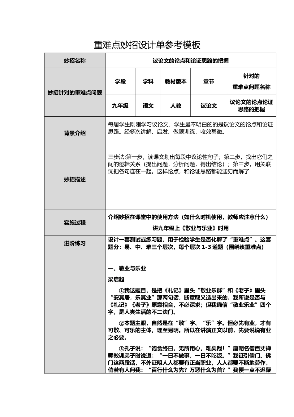 重难点妙招设计之“议论文论点把握”_第1页