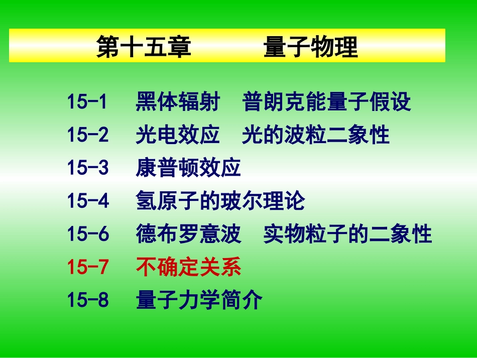 物理量子物理课件-15-7不确定关系_第1页