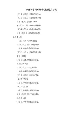 小升初常考成语专项训练及答案