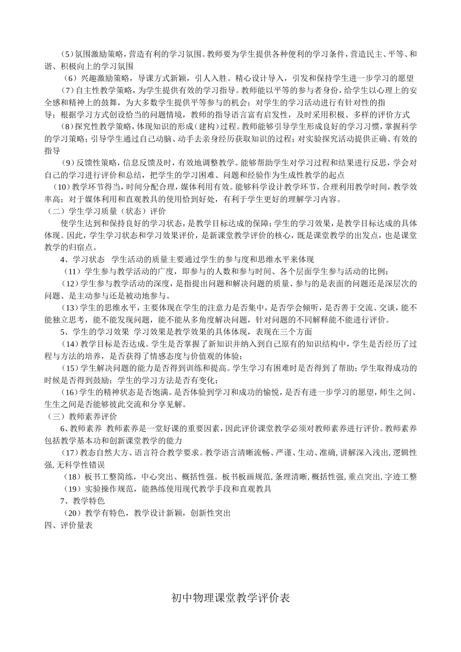 初中物理课堂教学评价标准_第2页