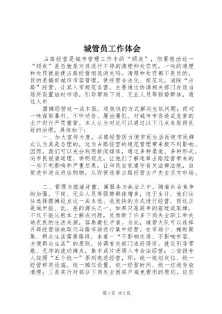 城管员工作体会