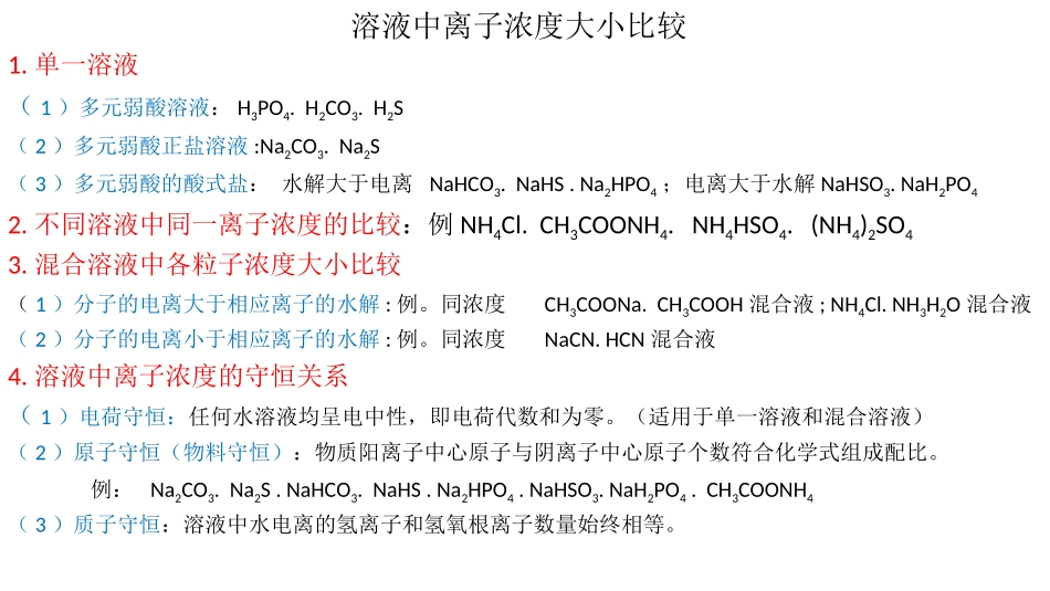 溶液中离子浓度大小比较_第1页