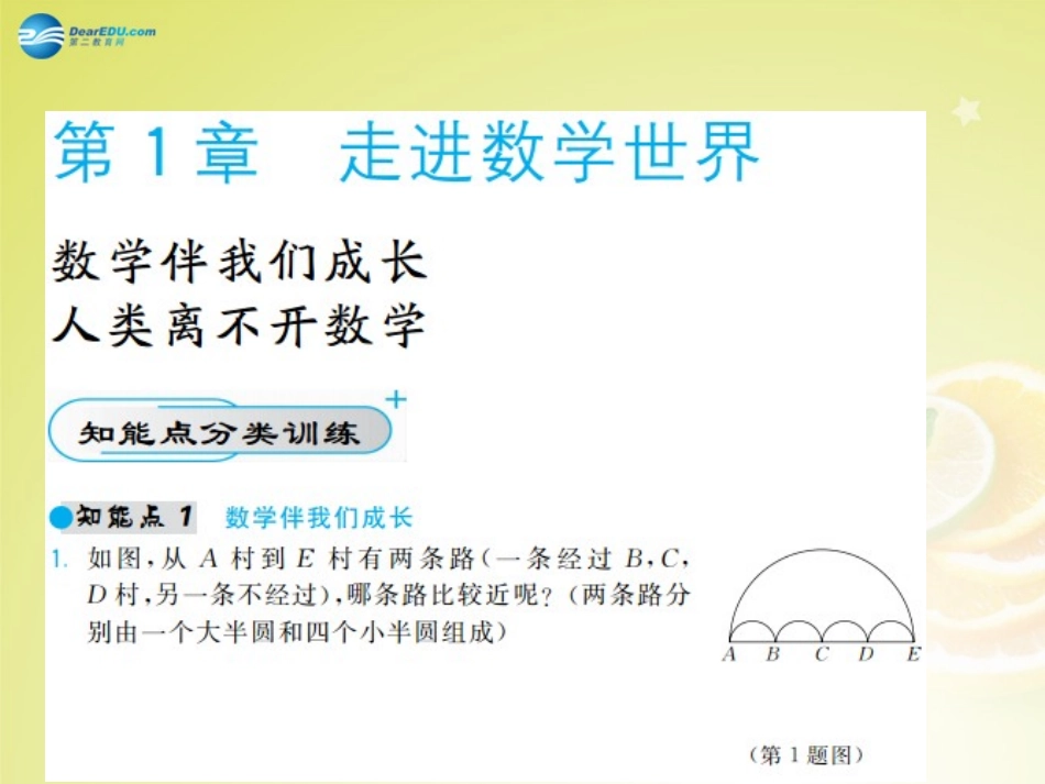 【北大绿卡】2014年秋七年级数学上册第1章走进数学世界教师讲练课件（新版）华东师大版_第1页