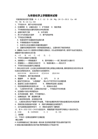 九化上册测试卷