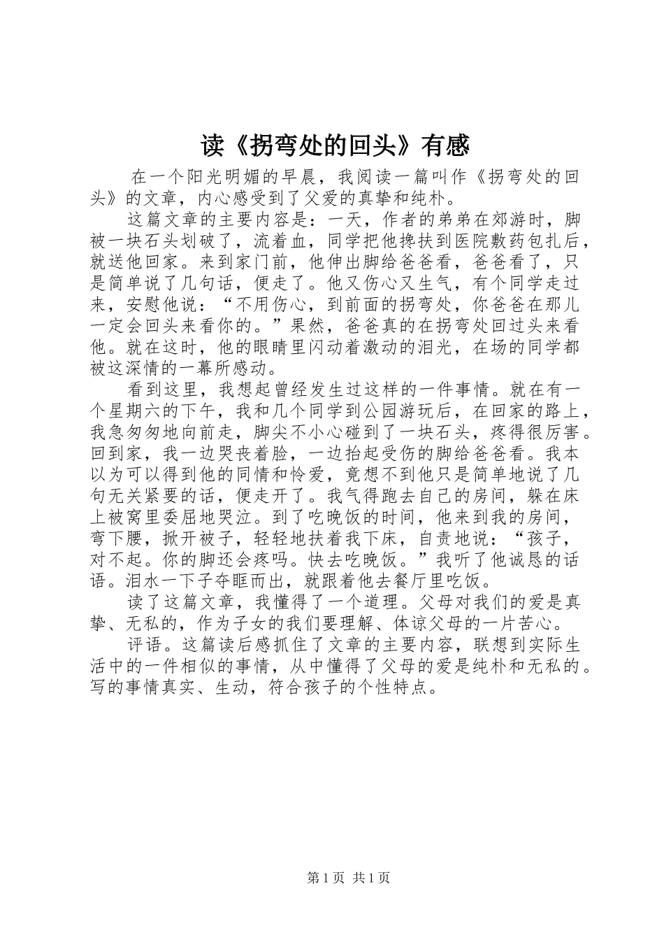 读《拐弯处的回头》有感_第1页