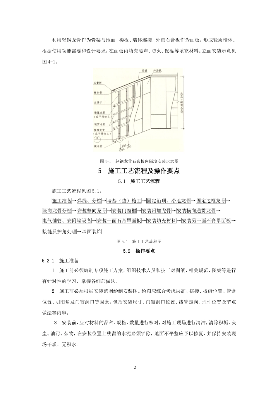 轻钢龙骨石膏板内隔墙施工工法_第2页