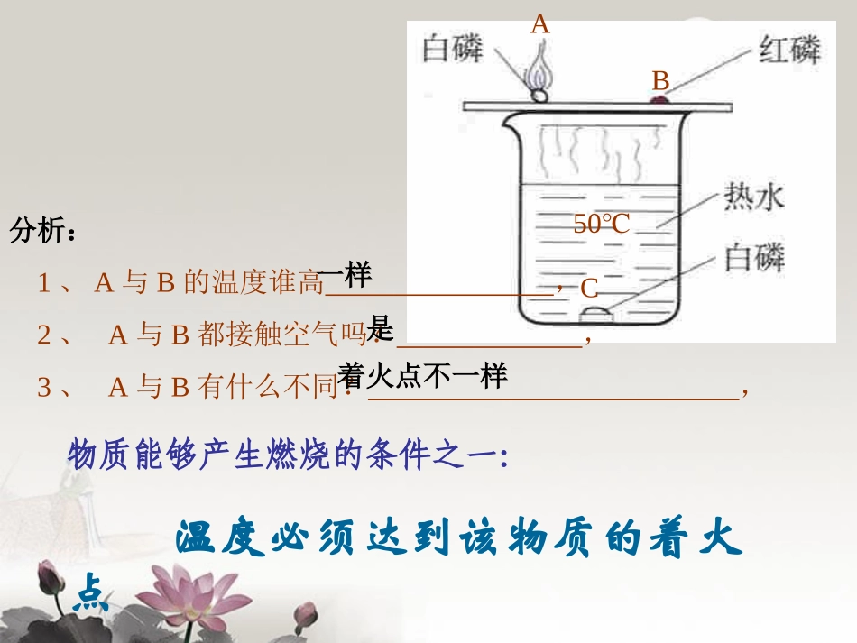 九年级化学上册-3.3-燃烧条件与灭火原理课件1-粤教版-粤教版_第3页